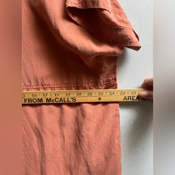 Ischiko linen blend orange short sleeve dress Sz XXL 24” PTP - Picture 9 of 11